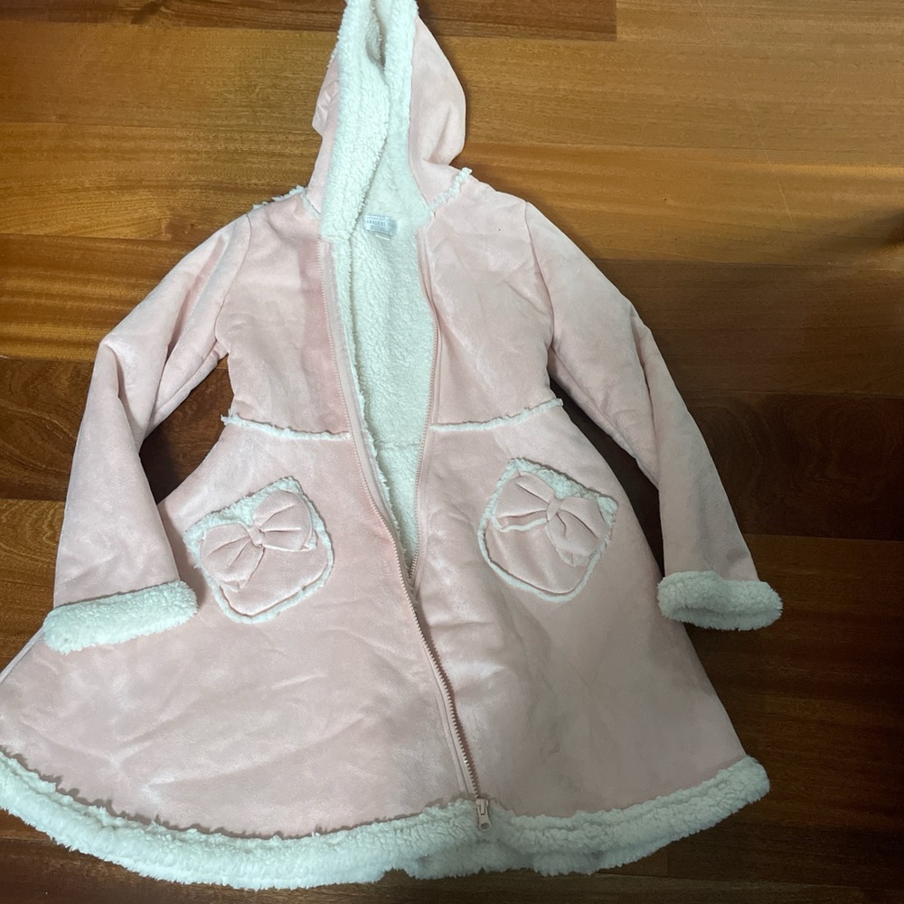 Pink Kids Hooded Jacket with Bow Accents